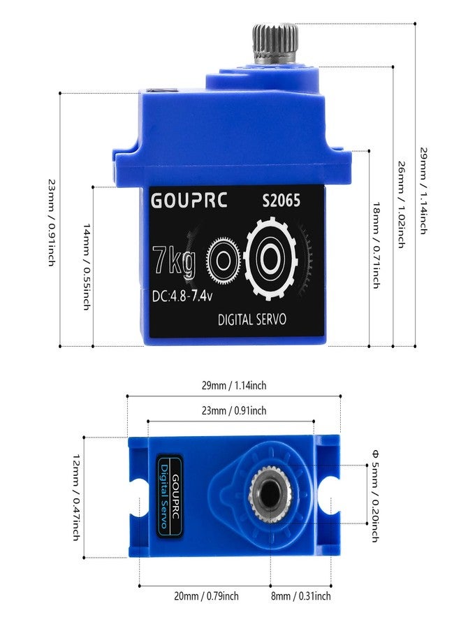 سيرفو GOUPRC 7KG الرقمي الصغير للتحكم عن بعد، سيرفو ذو تروس معدنية مع رأس سيرفو لسيارات TRX4 وTRX6 وSCX10 III 1/10 RC Crawler Car، قطع غيار للترقية (أسود، قطعة واحدة) - Image 2
